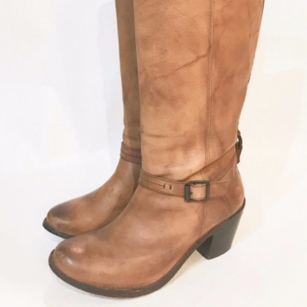 FRYE CARMEN TALL KNEE HIGH RIDING BROWN BOOTS 9.5